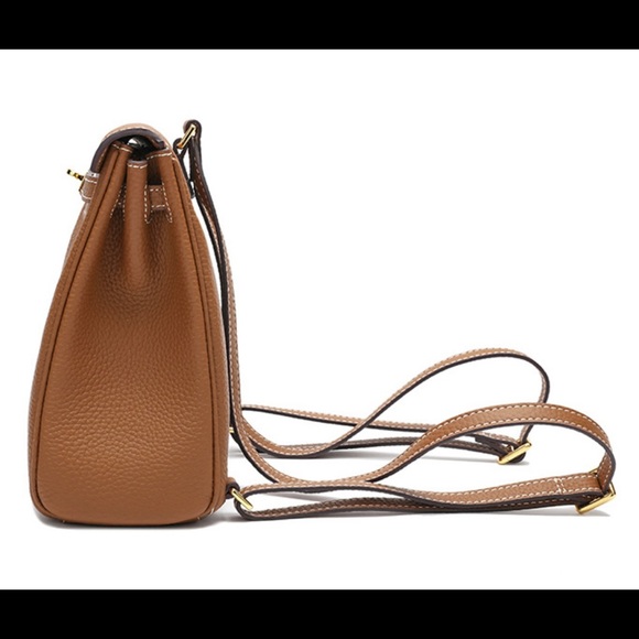 New Camel High Quality Genuine Leather Backpack Shoulder Bag Rucksack Travel - Picture 8 of 16